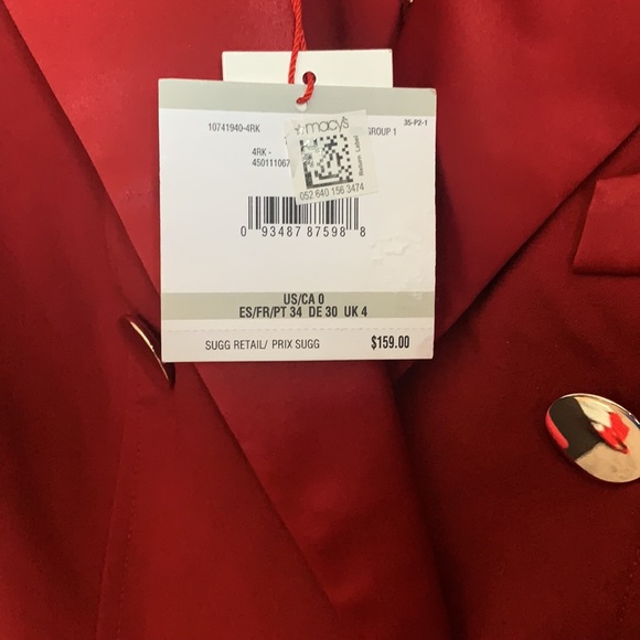 NWT Anee Klein Ladies Titan Red Double Breast Coat - Picture 3 of 7